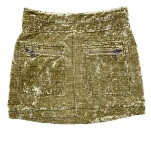 Free People Mini Skirt Womens 4 Crushed Gold Velvet Lined Shiny Zip Pockets